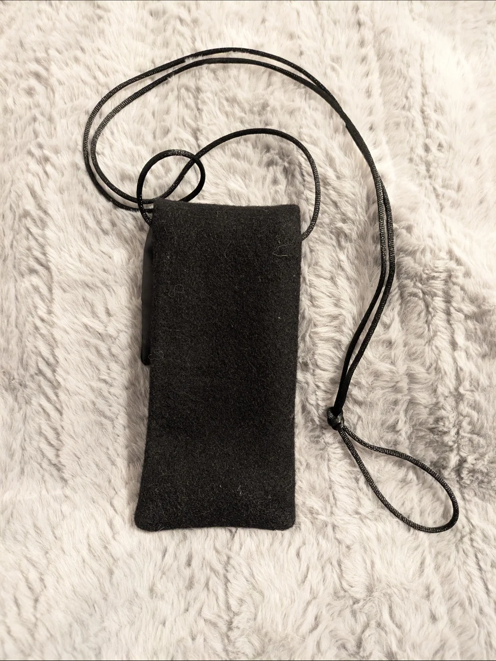 Handmade Black Phone Case Pouch with Purple & Green Dog Design